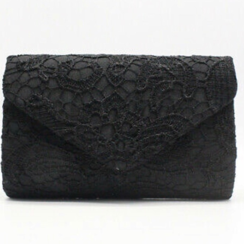 Floral Black Evening Clutch Lace Envelope Clutch